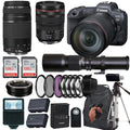 EOS R5 Mirrorless Camera with RF 24-105mm f/4 L IS USM Lens+  EF 75-300mm f/4L III Lens+500mm f/8 Preset Telephoto Lens+case+256Memory Cards (24PC)