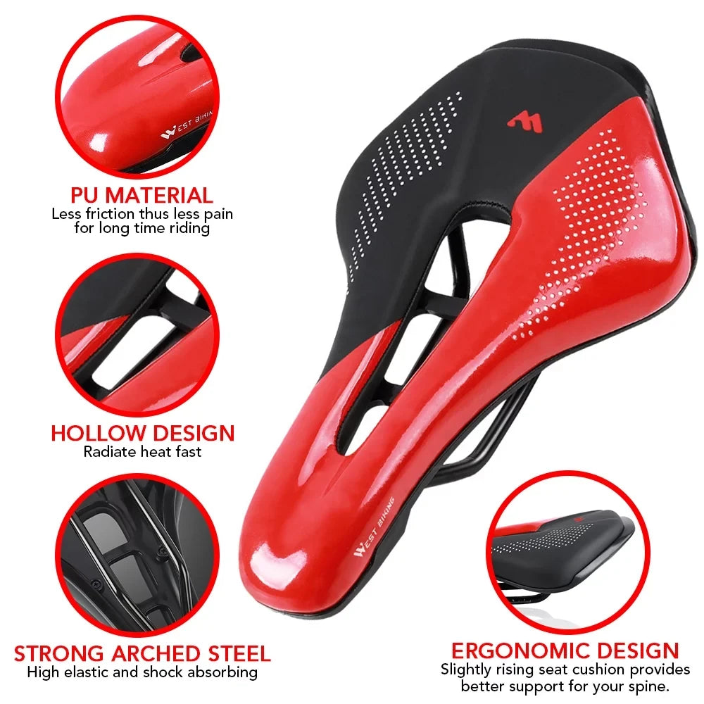 Bike Saddle,Equipment Road Mtb Bike Soft Pu Leather Mountain Seat Soft Saddle Steel Rails Pu Leather Road Seat Soft Pu Leather Road Mtb Rails Mountain Seat Bike Saddle Jinmie