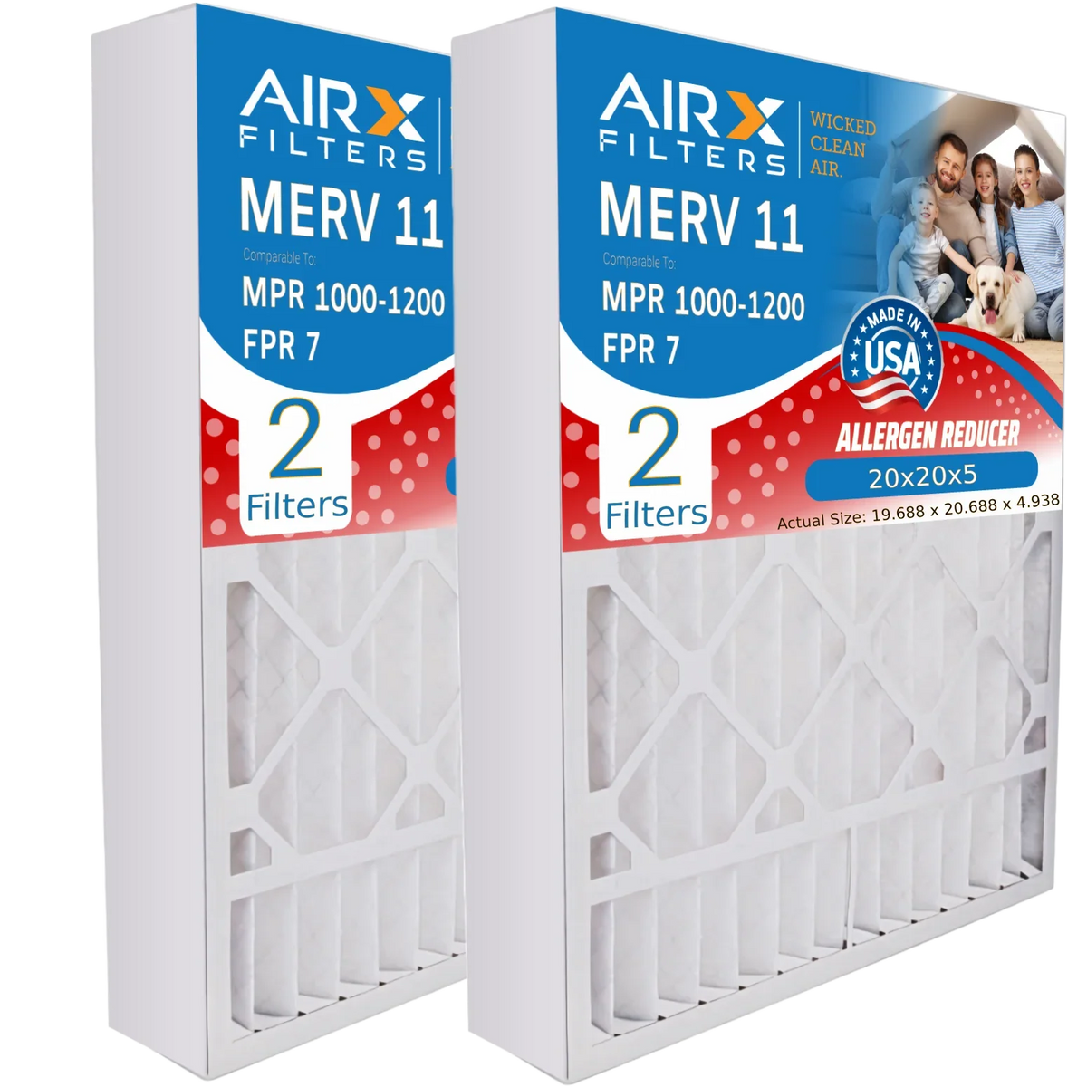 20x20x5 Air Filter MERV 11 Comparable to MPR 1000, MPR 1200 & FPR 7 appropriate with ReservePro 4531 Premium USA Made 20x20x5 Furnace Filter MERV 11 by AIRX FILTERS WICKED CLEAN AIR.