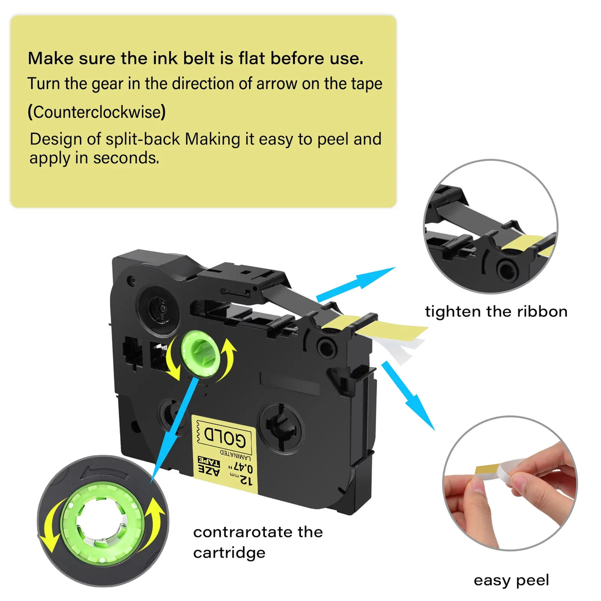 GREENCYCLE 40PK suitable for Brother P-touch Black on Gold 12mm TZ TZe TZe-831 TZ-831 TZ831 TZe831 Laminated Label Tape