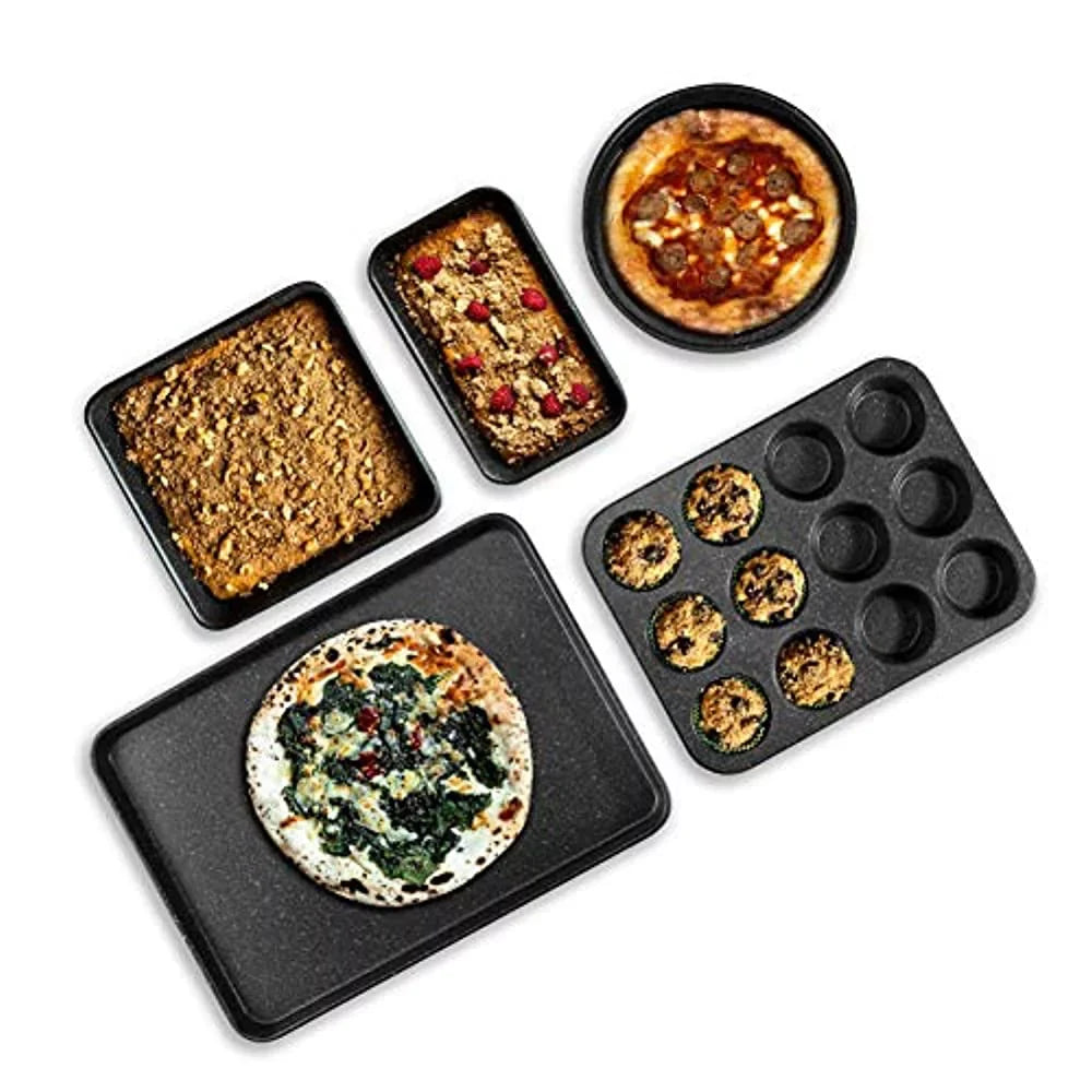 Granite Stone Hard Anodized Aluminum Ultra-Nonstick Ti-Ceramic Coating 20 Piece Cookware Set, Black, Dishwasher Safe, Oven Safe
