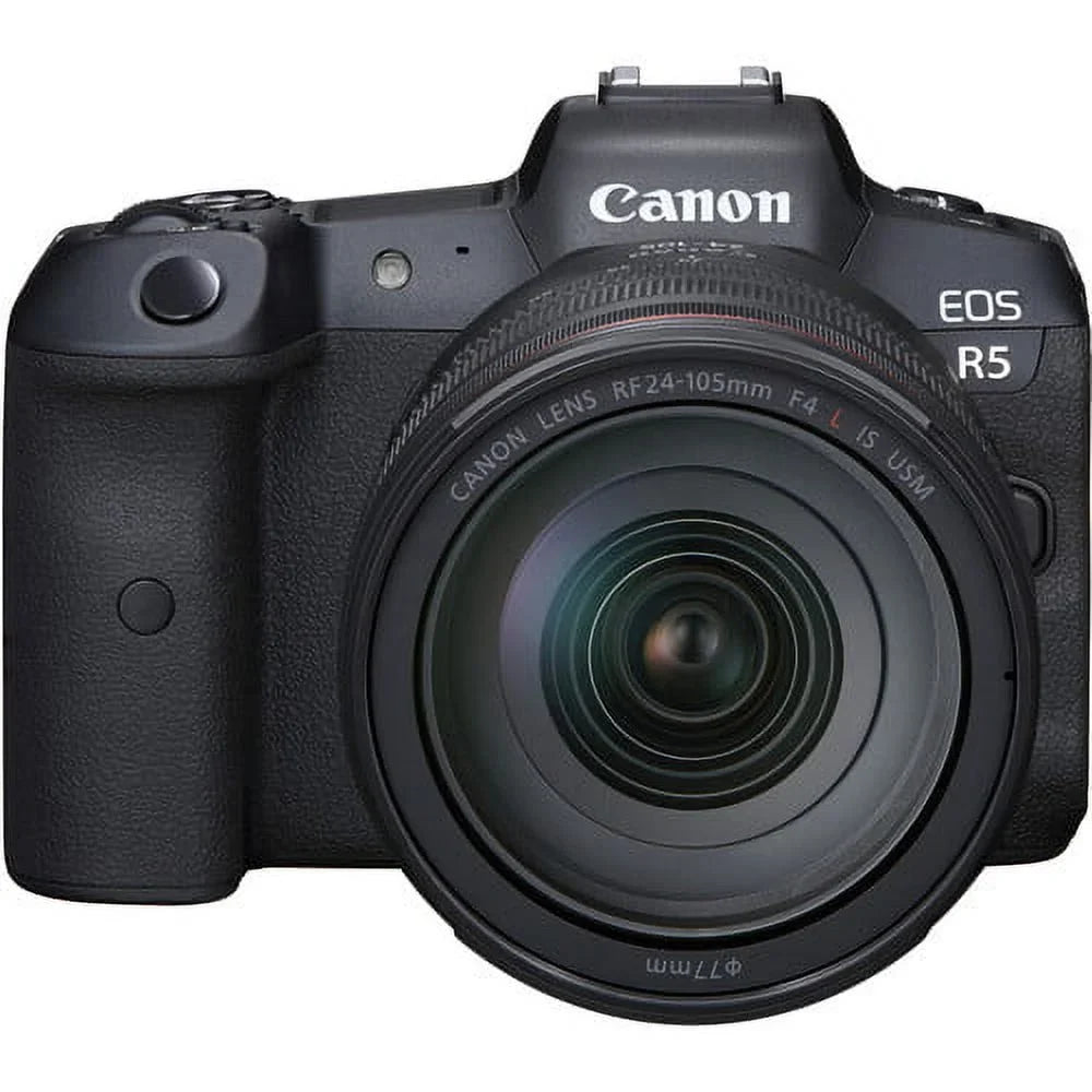 EOS R5 Mirrorless Camera with RF 24-105mm f/4 L IS USM Lens+  EF 75-300mm f/4L III Lens+500mm f/8 Preset Telephoto Lens+case+256Memory Cards (24PC)