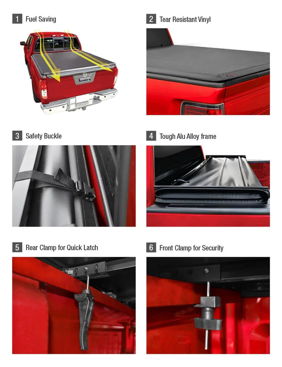 MaxMate Soft Quad-fold Truck Bed Tonneau shield matching with 2007-2013 Chevy Silverado GMC Sierra 1500 (NOT FIT 2007 Classic) | 5'9" (69") Bed | TCC484003