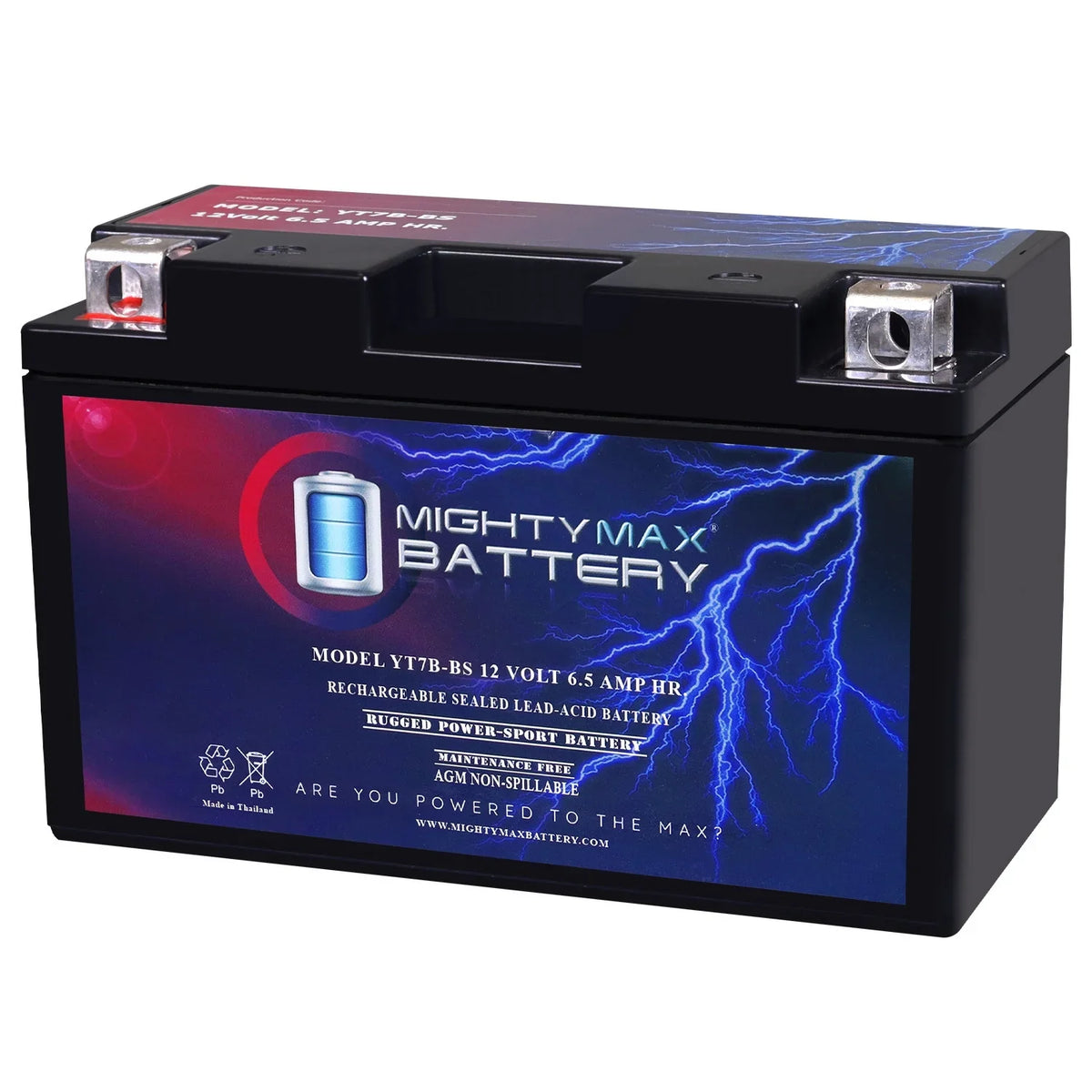 YT7B-BS 12V 6.5AH Replacement Battery for Bikemaster Bt7b-bs
