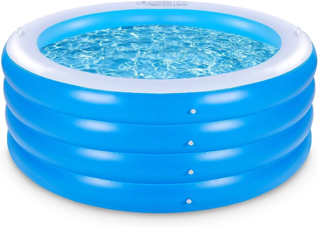Inflatable Swimming Pool, 70"x30" Large Deep Round Inflatable Pool with Handles Family Pool, Summer aqua Party, Kids, Outdoor, Garden Backyard, Suitable for Adults & 3+ Year Olds (Blue)