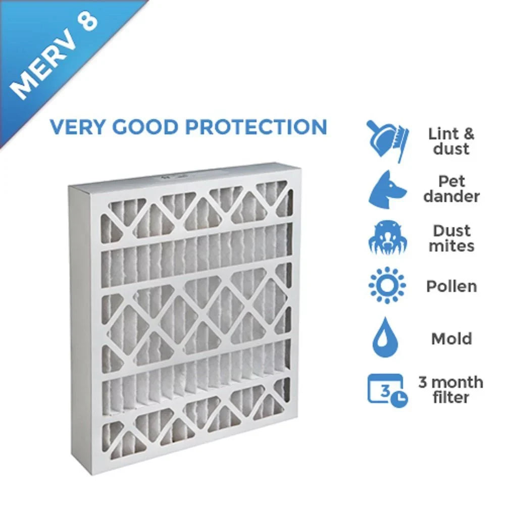 Air Filter Furnace, Purolator Key Pleat Extended Surface Pleated Air Filter, Mechanical MERV 8, Nominal Size 20”H x 20”W x 4”D, Actual Size 19-1/2" Height x 19-1/2" Width x 3-3/4" Depth, (Pack of 4)