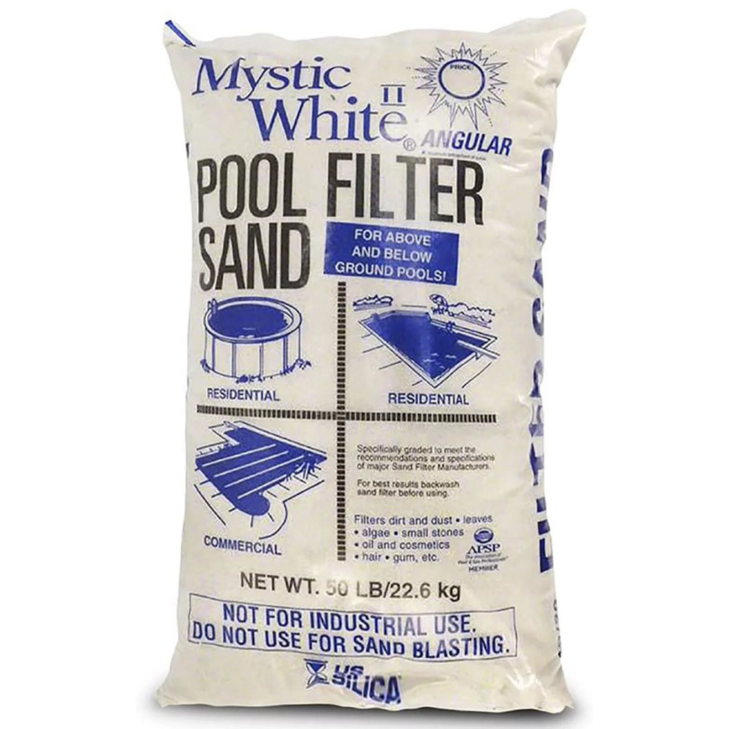 Silica 50lbs Mystic White II Swimming Pool Filter Sand, White (2 Pack). U.S