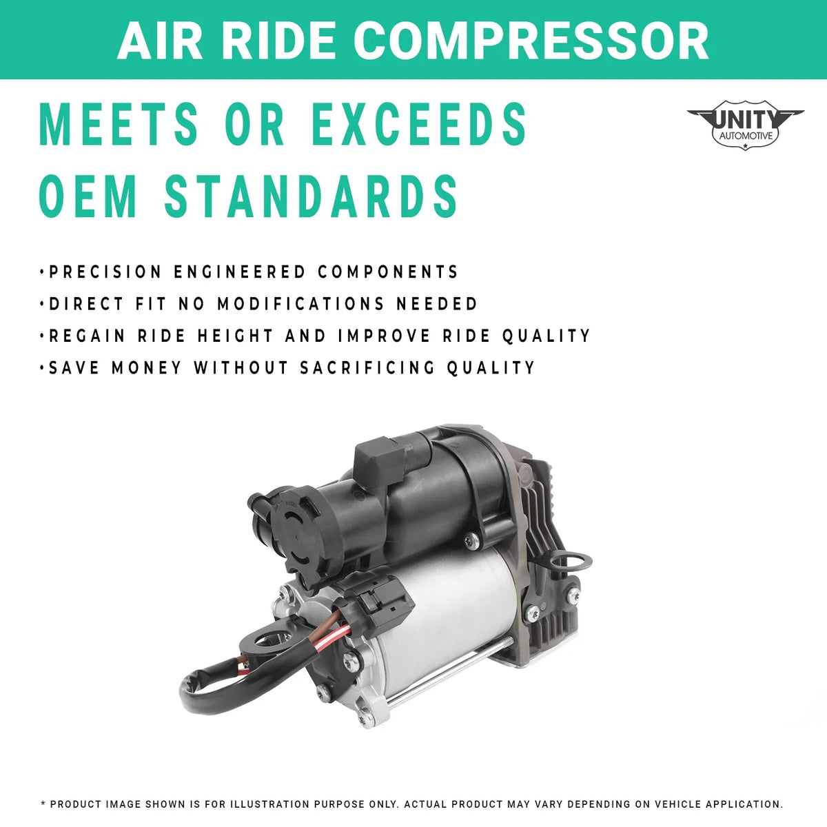 Unity Automotive Air Suspension Compressor with Full Cage Fits 2011-2016 BWM 535i Gran Turismo, 20-025700-C