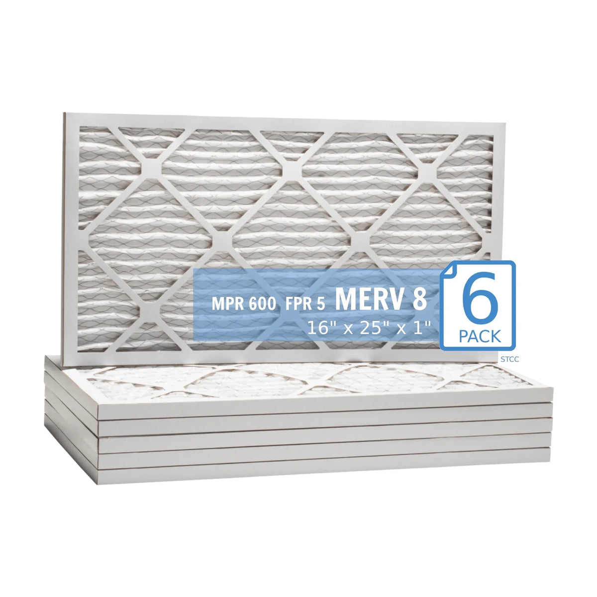 16x25x1, Purolator / Air Guard Hi-E 40 Extended Surface Pleated Air Filter, , MERV 8, (6-pack)