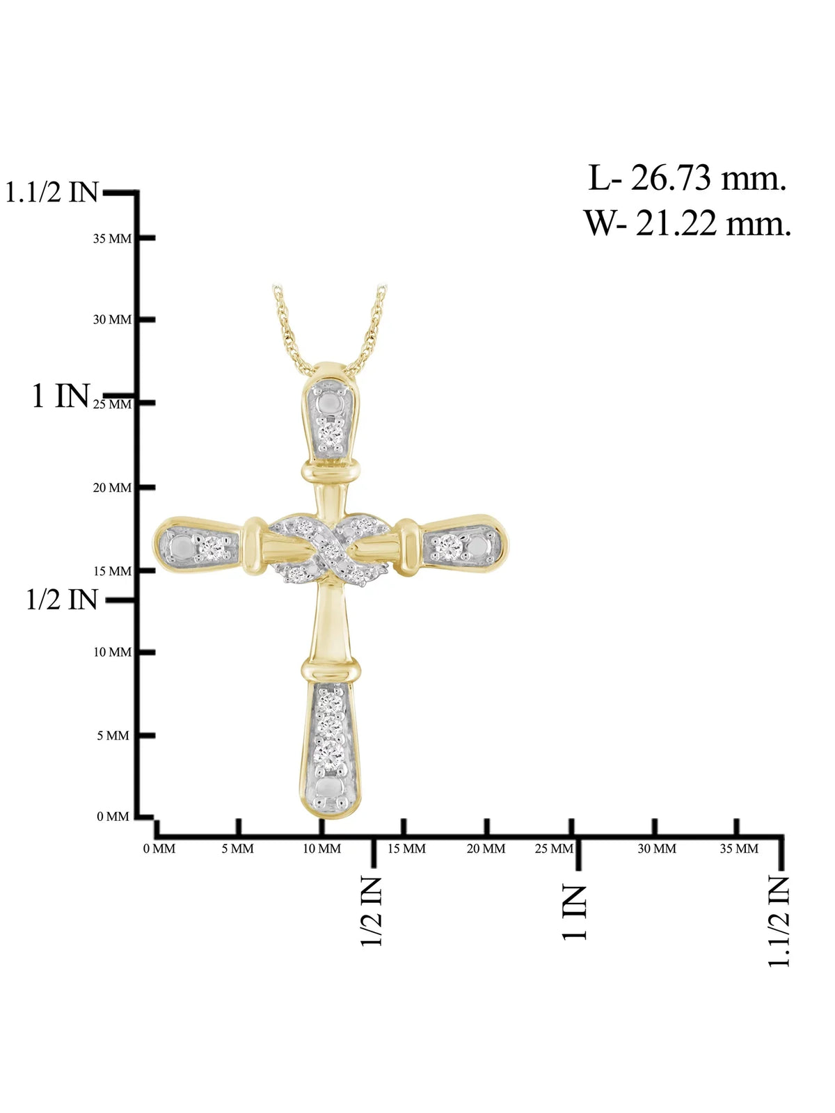 JewelersClub 14K Gold Plated Silver 0.10 CTW Diamond Cross Pendant Necklace for Women White Diamonds + 18” Rope Chain Included JewelersClub 14K Gold Plated Silver