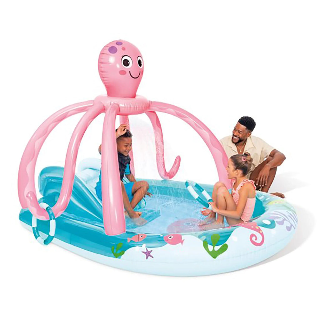 Friendly Octopus Inflatable Play Center W/ liquid Slide, Kids Ages 2+