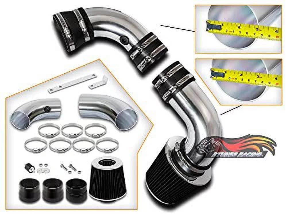 Rtunes Racing Cold Air Intake Kit + Filter Combo BLACK matching For 96-05 Chevy S10 / Blazer 4.3L / 96-05 GMC Sonoma/Jimmy 4.3L / 97-00 Isuzu Hombre / 96-01 Oldsmobile Bravada 4.3L
