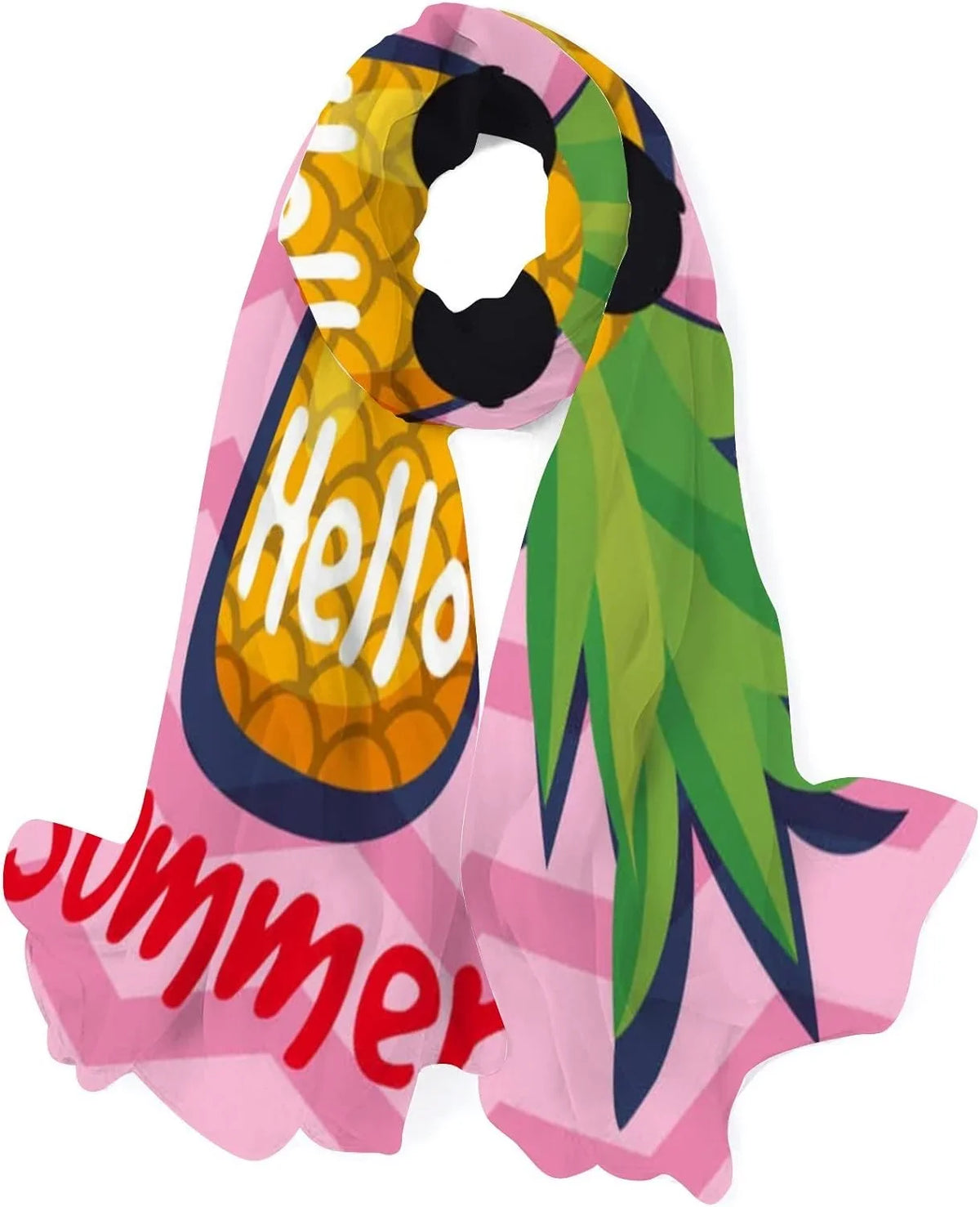 Hyjoy Beautiful Summer with Pineapple Long Silk Neck Scarf Lightweight Shawl Wrap Scarves for Women Girls