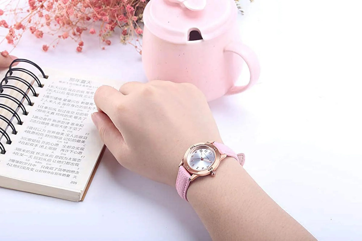 TUOTISI Girls Watches Ladies Watch for Gift Students Watches for Girls Ages 11-15 Simple Japanese Movement Casual Leather Band Watches for Ladies Fashion Women Watches