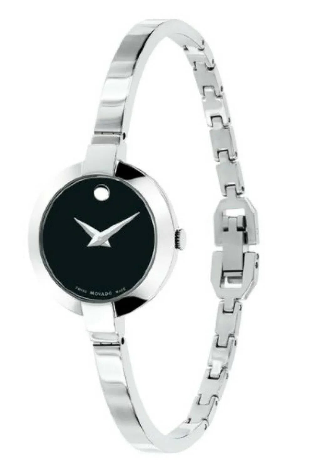 Movado 0606595 Women's Bela Black Dial Stainless Steel Bangle Bracelet Watch