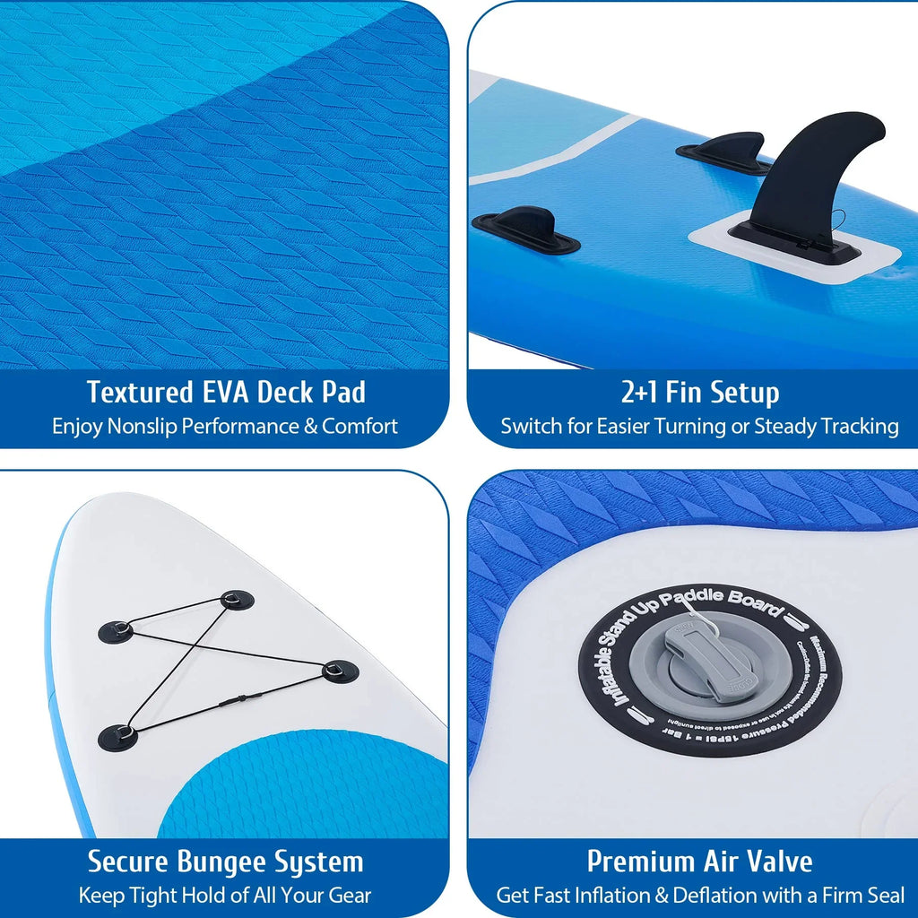 Preenex 10'6" Hybrid Paddle Board for Adults Inflatable SUP Board w Accessory Set, Blue