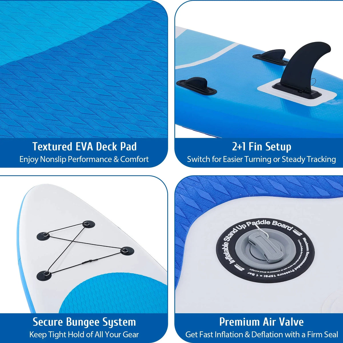 Preenex 10'6" Hybrid Paddle Board for Adults Inflatable SUP Board w Accessory Set, Blue