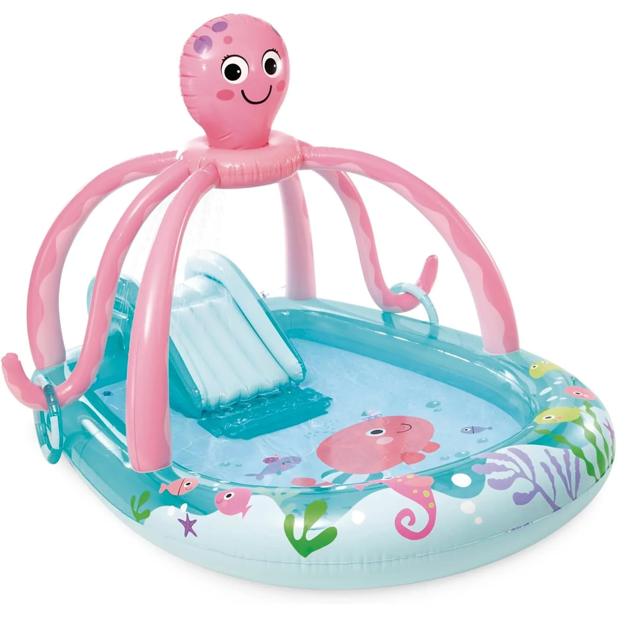 Friendly Octopus Inflatable Play Center W/ liquid Slide, Kids Ages 2+