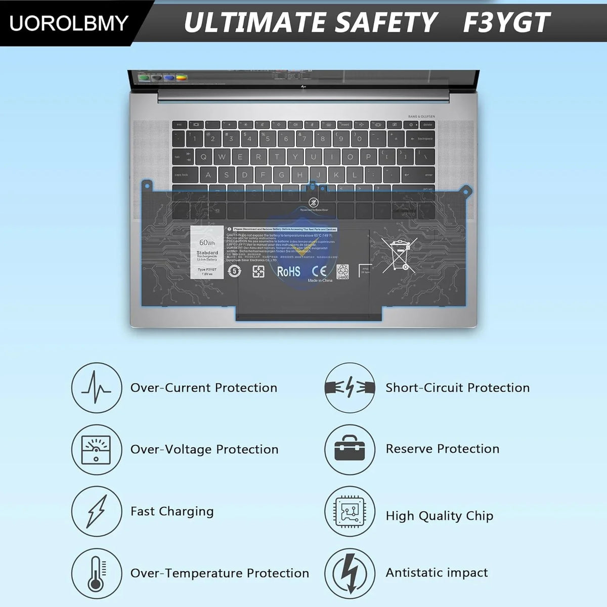 7480 F3YGT 2X39G 60WH Laptop y for  Latitude 12 7000 7280 7290 13 7000 7380 7390 P29S002 14 7000 7480 7490