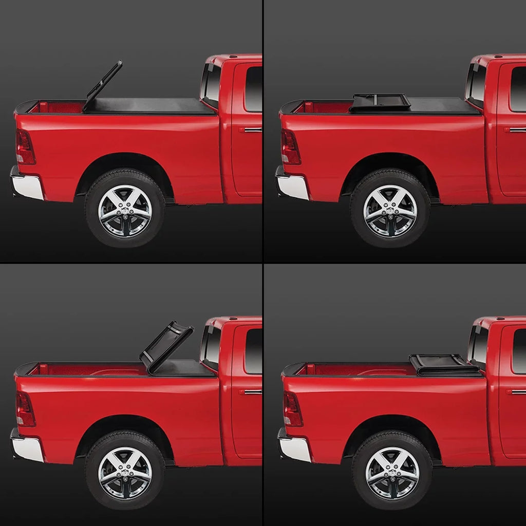 DNA Motoring TTC-TRISOFT-056 For 2007 to 2021  Tundra 5.5' Bed Fleetside Adjustable Tri -Fold Soft Top Trunk Tonneau shield 20 19 18 17 16 15 14 13 12 11 10 09 08