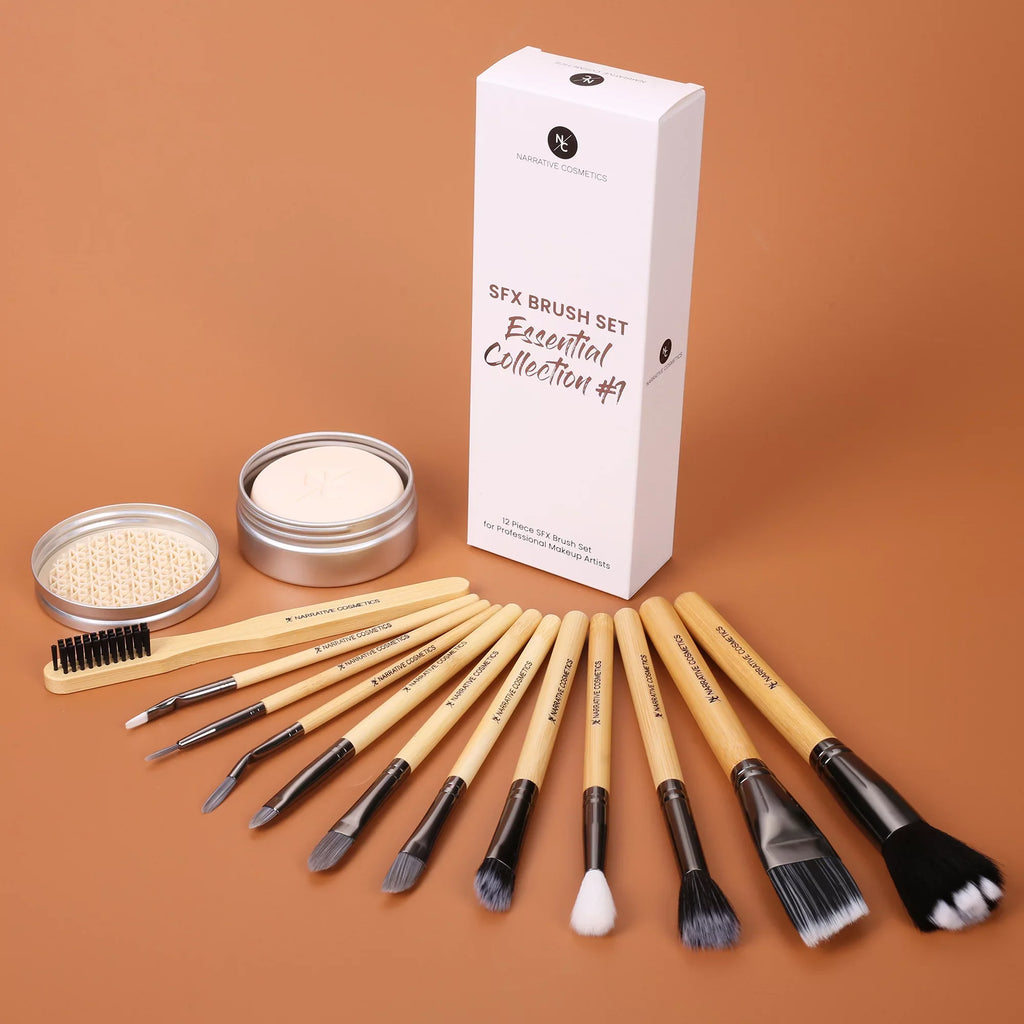 Narrative Cosmetics Essential SFX Makeup Brush Kit - 12 Piece Special Effects Makeup Brush Set - Collection#1
