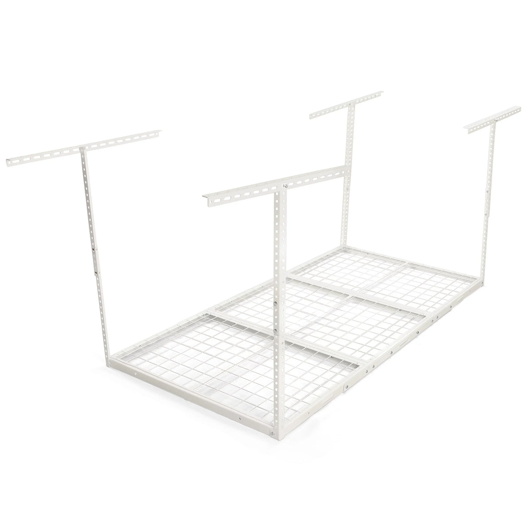 Kojem 3x6 Overhead Garage Storage Adjustable Ceiling Storage Rack, 72" Length x 36" Width x 40" Height, White
