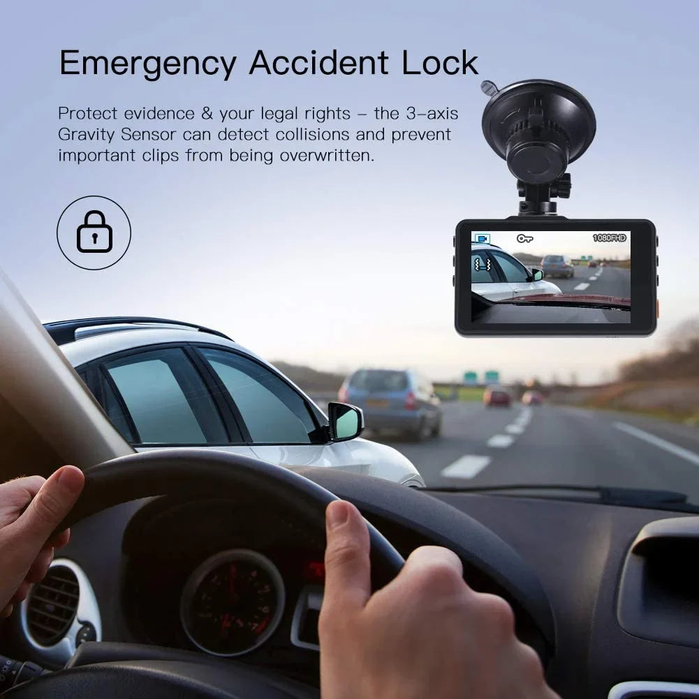APEMAN C450 Dash Cam 1080P FHD 3" Car Camera 170° Wide Angle Screen, Parking Monitor, Black