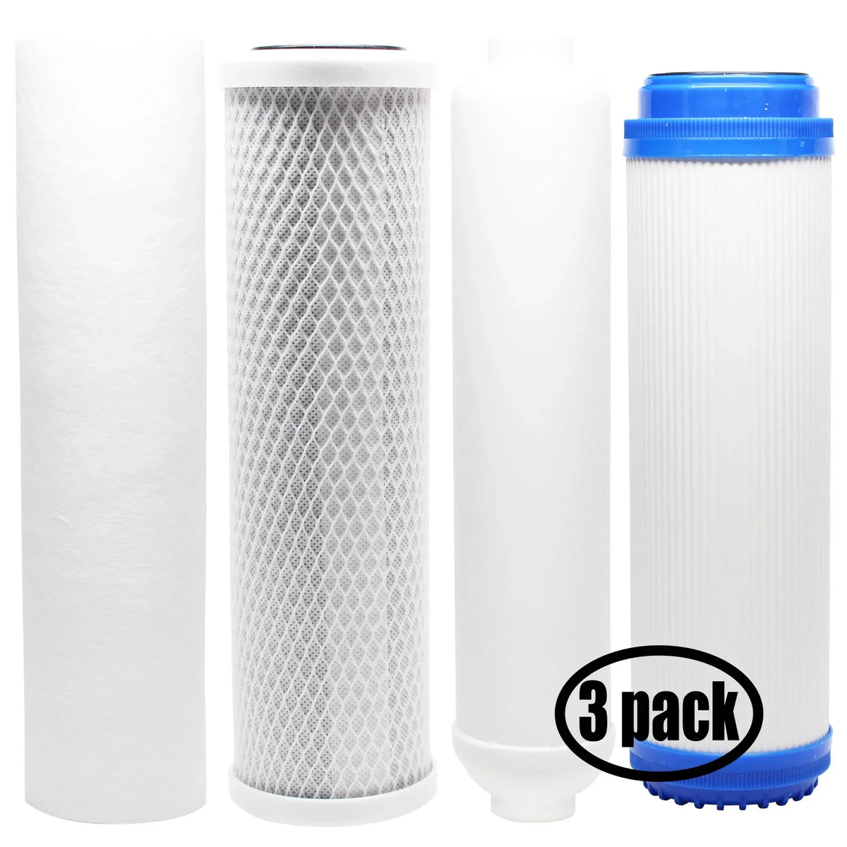 3-Pack Replacement for Filter Kit for Aquasafe Home II RO System - Includes Carbon Block Filter, PP Sediment Filter, GAC Filter & Inline Filter Cartridge - Denali Pure Brand