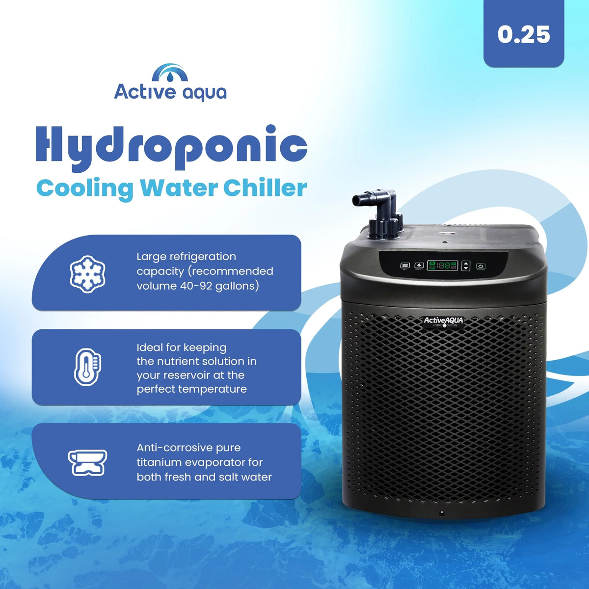Active Aqua Hydroponic moisture Chiller & Submersible Hydroponic liquid Pump