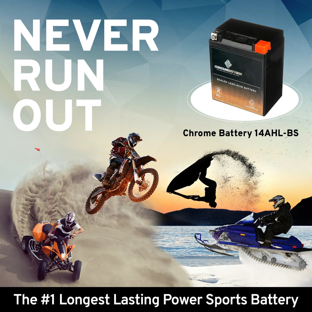 Chrome Battery YTX14AHL-BS (14AHL-BS 12 Volt,12 Ah, 210 CCA) Motorcycle Battery for Suzuki 1100cc Gsx-r1100 1987