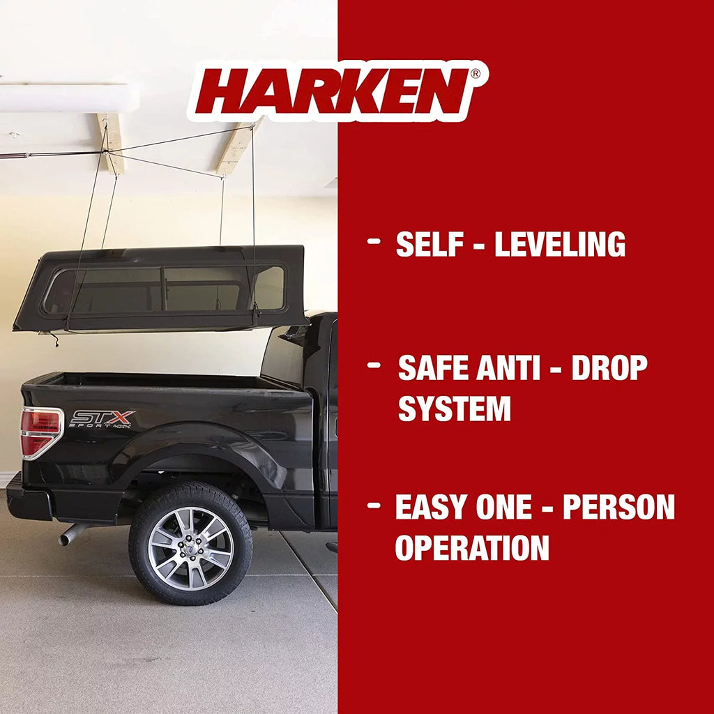 YINCHEN - Truck Cap Overhead Garage Storage Hoist, Self-Leveling, Safe Anti-Drop System, Easy One-Person Operation, Smart Garage Organization