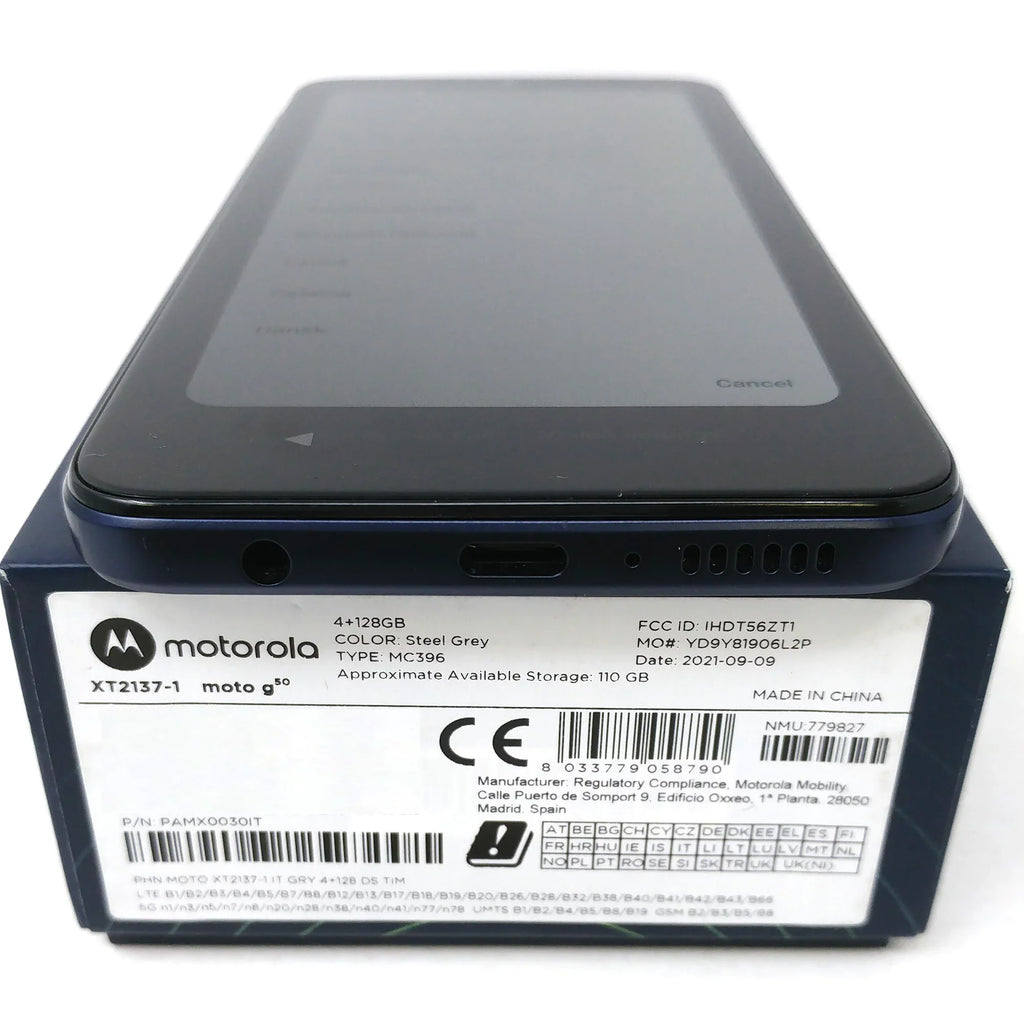 Motorola Moto G50 XT2137-1 5G 128GB Dual SIM Factory Unlocked 6.5" 4GB RAM Phone - Steel Grey - OB
