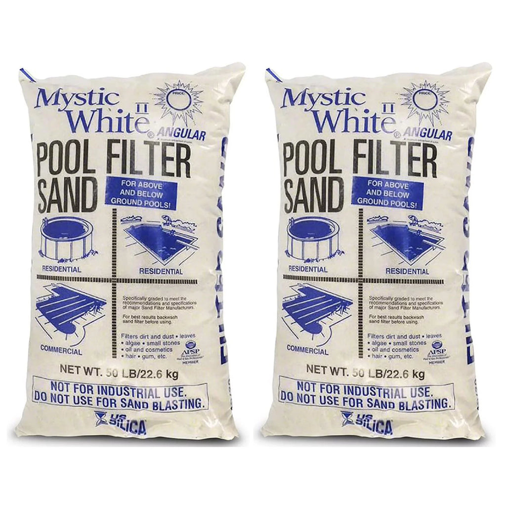 Silica 50lbs Mystic White II Swimming Pool Filter Sand, White (2 Pack). U.S