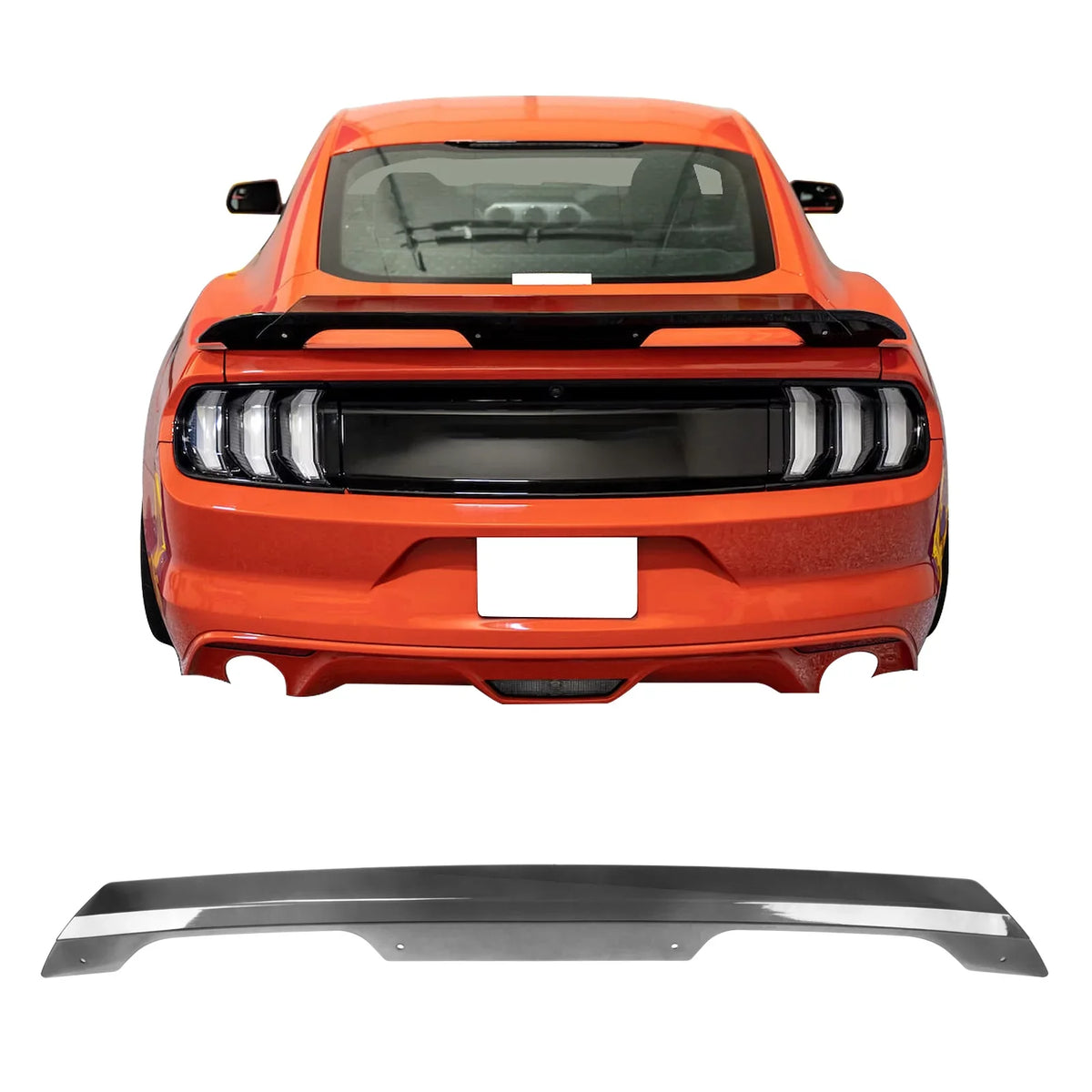 Ikon Motorsports Gurney Flap suitable With 2015-2023  Mustang Coupe & Convertible GT500 Style PC Smoke Rear Trunk Spoiler Gurney Flap Wicker Bill With Hardware Kit