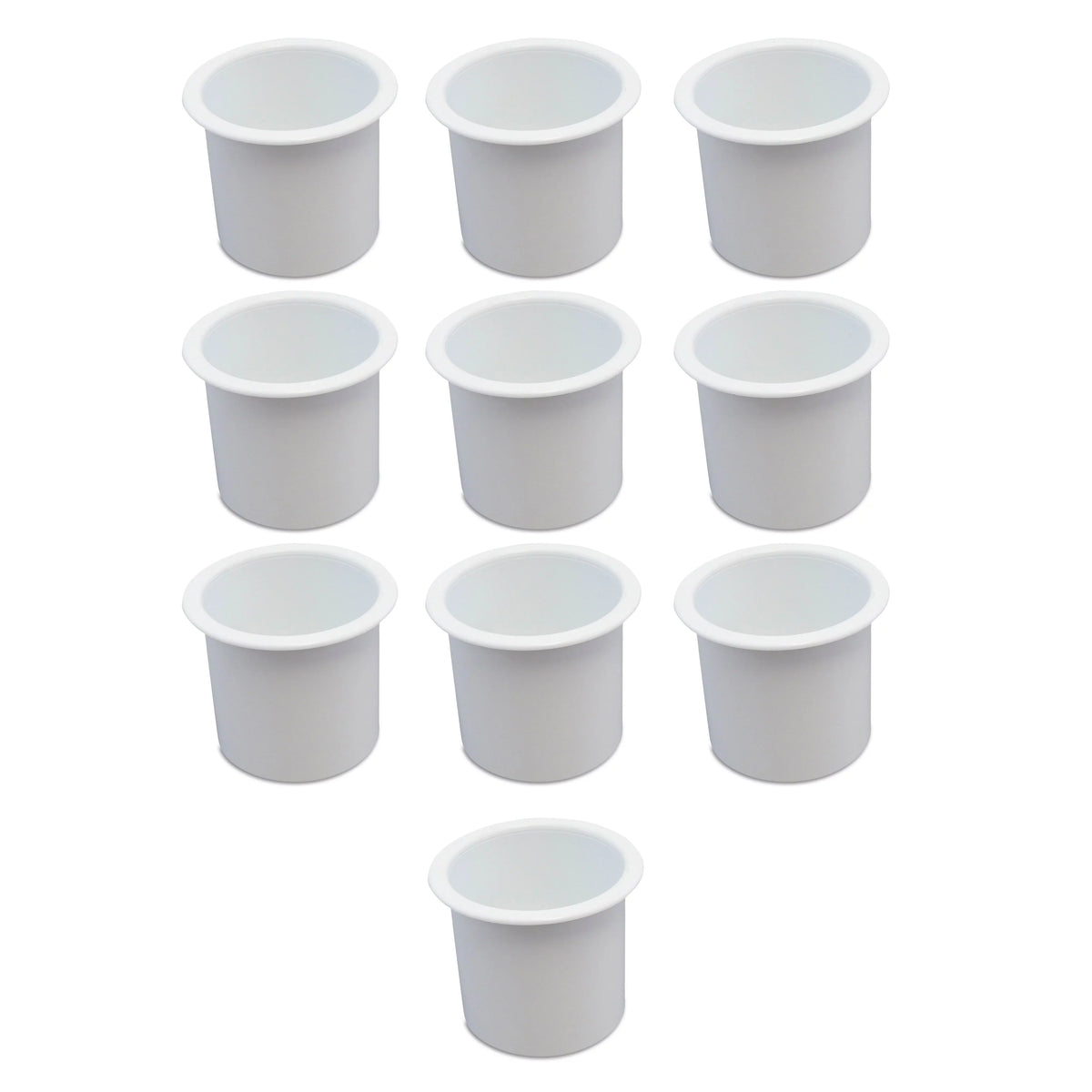 10 Cup Holder Plastic Pocket Recessed Drop In Insert Universal for ship RV Car Truck Sofa Game Table Marine Pontoon Motorhome Camper White