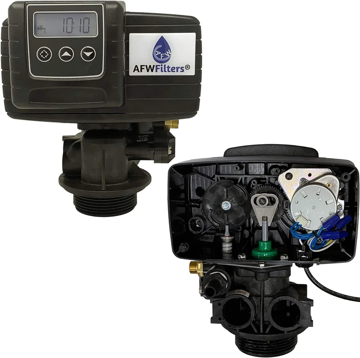 AFWFilters 2 cubic Foot 64k Whole Home Iron Pro moisture Softener with Fine Mesh Resin,1" Plastic MNPT Connection, and Black Tanks