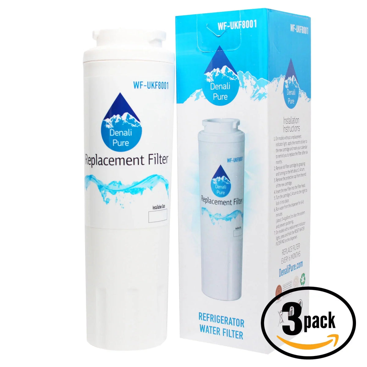 3-Pack Replacement for Maytag MSD2657HEW Refrigerator aqua Filter - matching with Maytag UKF8001 Fridge aqua Filter Cartridge