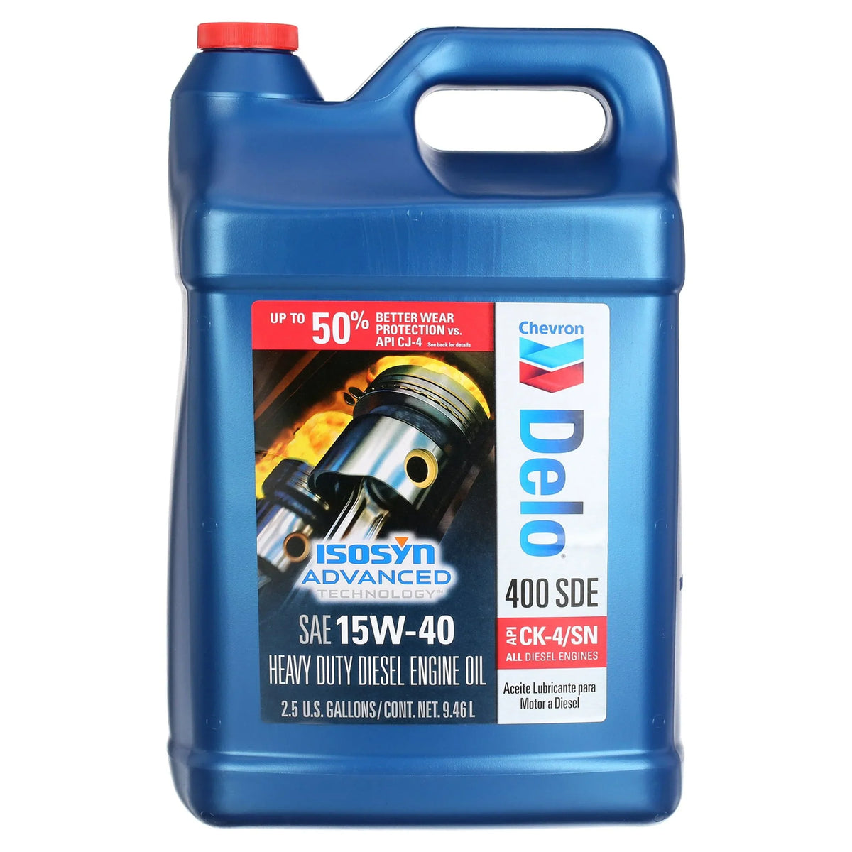 Chevron Delo 400 SDE CK-4 15W-40 Heavy Duty Diesel Motor Oil, 2.5 Gallons