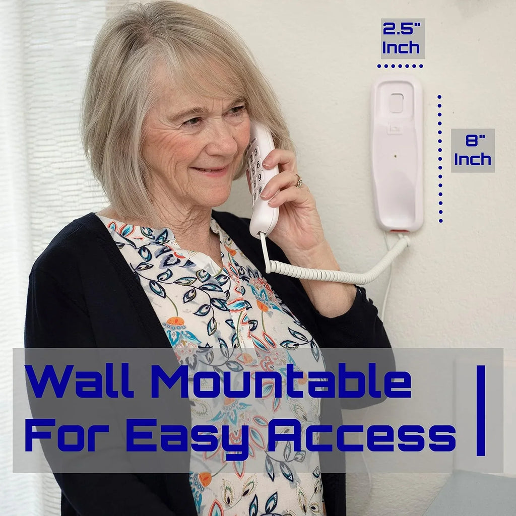 Tyler Landline Corded Phone - Big Button for Seniors - Loud Ringer for Impaired - Wall Mountable - Call