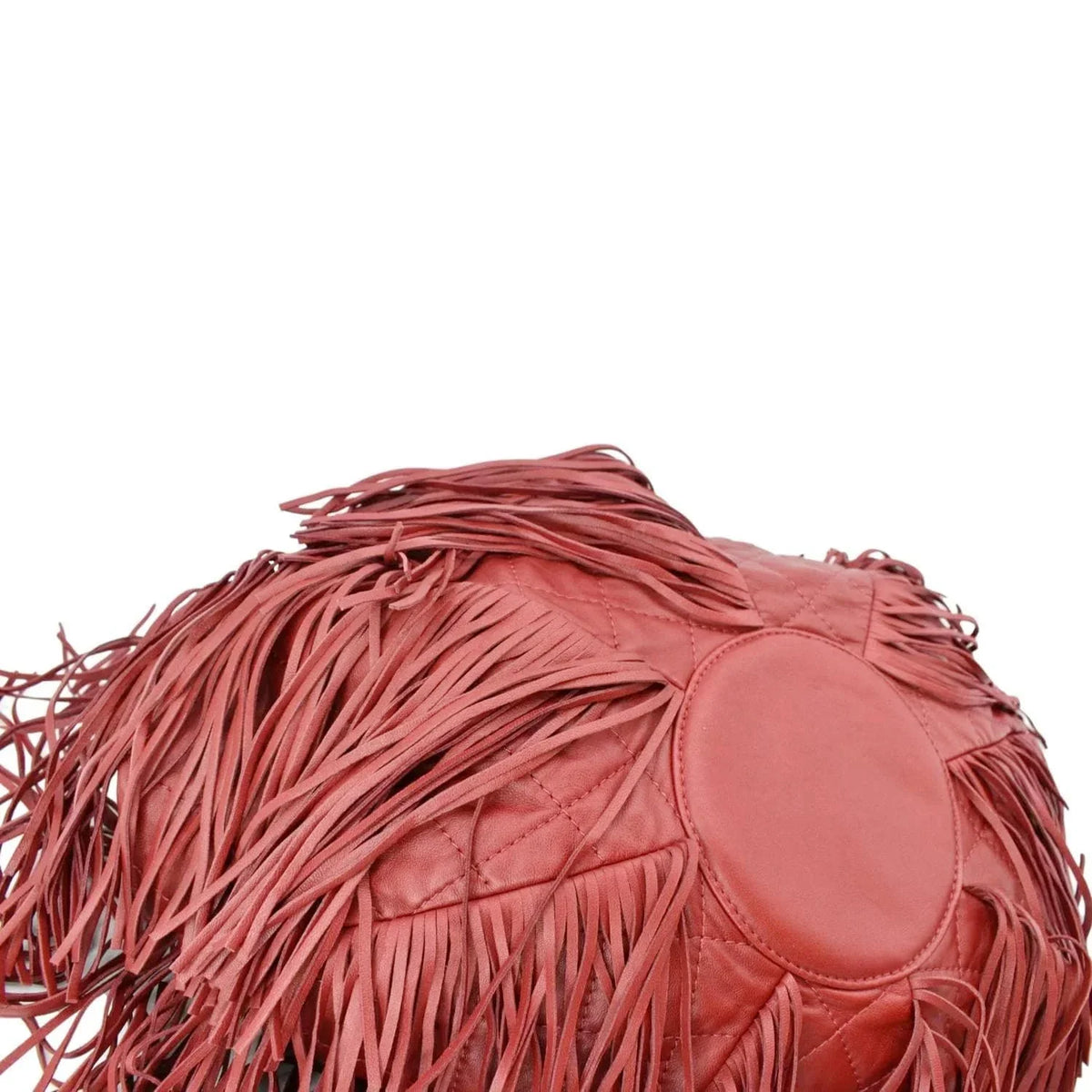 Pre-Loved CHANEL Paris Dallas Drawstring Fringe Leather Shoulder Bag Red