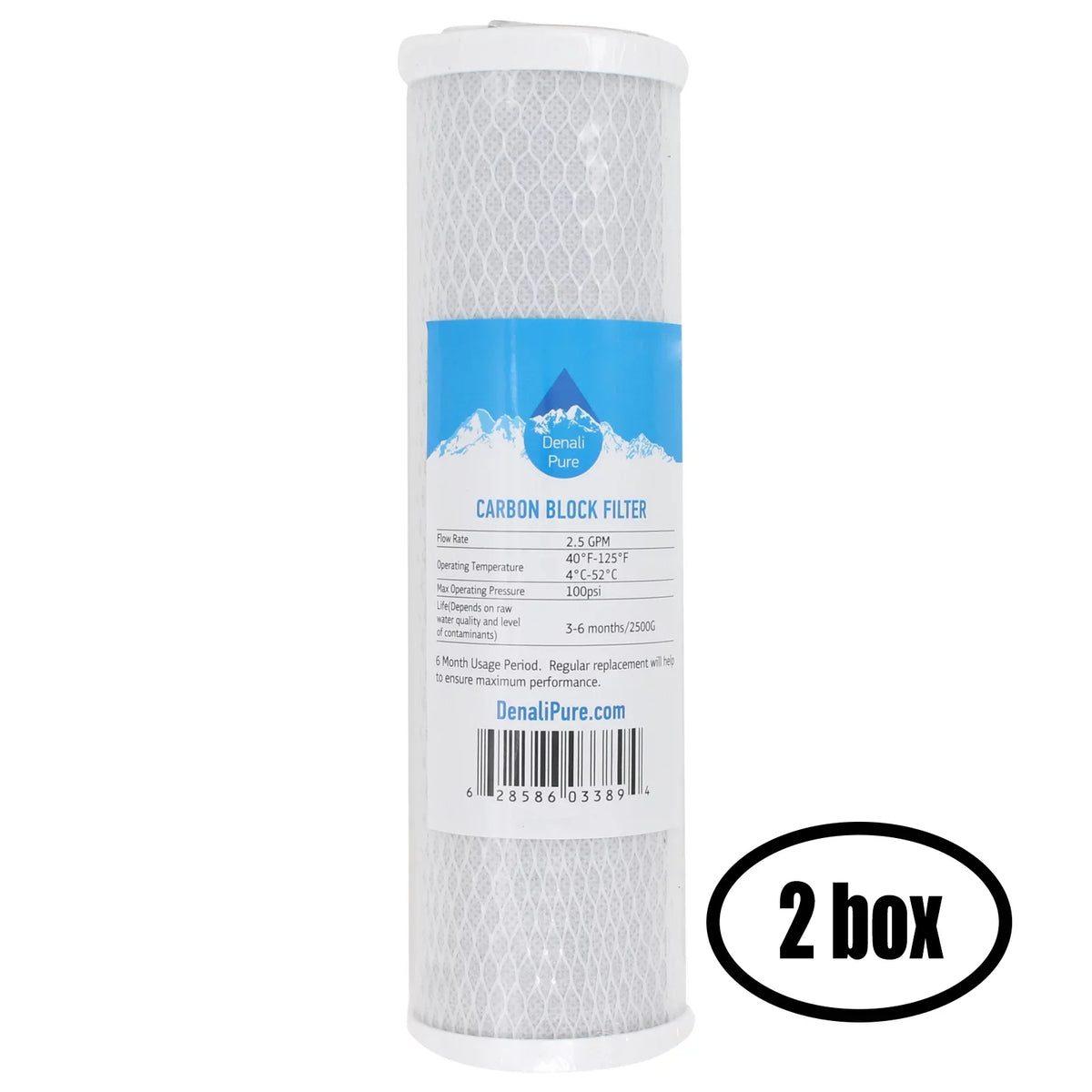 2 Boxes of Replacement for Topway Global (TGI) TGI-315TFC Activated Carbon Block Filter - Universal 10 inch Filter for TGI-315TFC Three Stage RO System - Denali Pure Brand