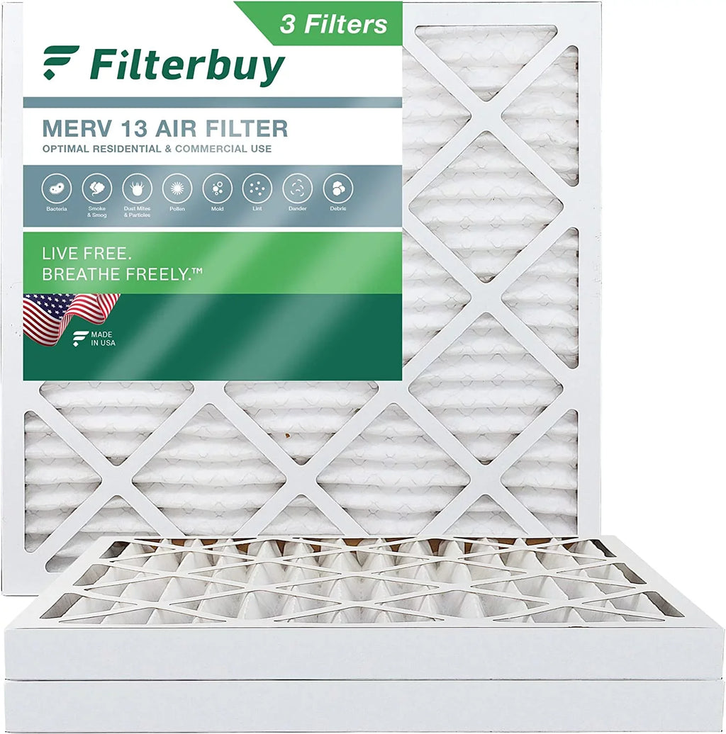 Filterbuy 24x24x2 MERV 13 Pleated HVAC AC Furnace Air Filters (3-Pack)