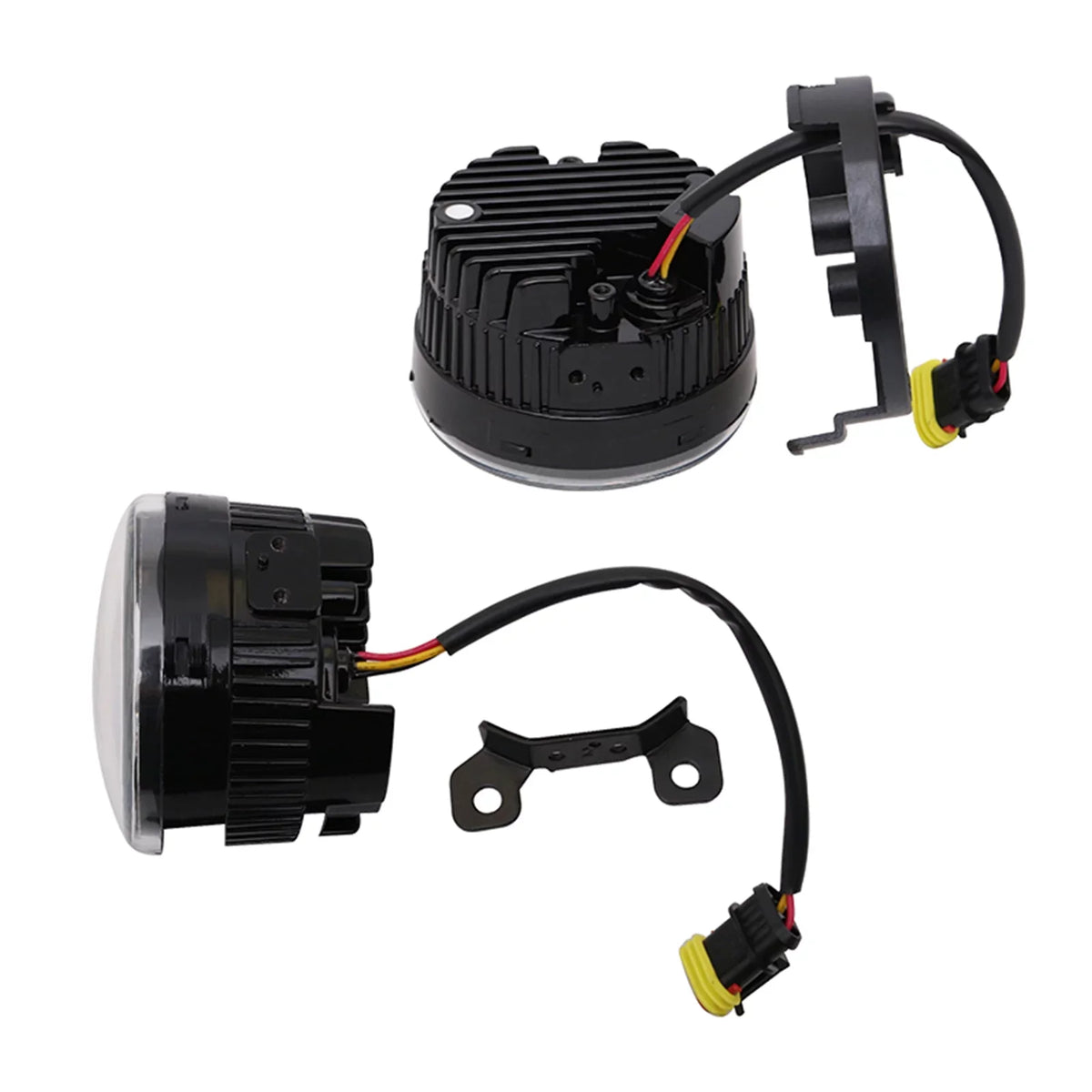 Ikon Motorsports suitable with  Mustang,  Focus,  Taurus X,  Transit Connect; Lincoln LS & Navigator Front LED Fog Lamp Foglight Pair LH RH Clear Lens W/ Wire Harness