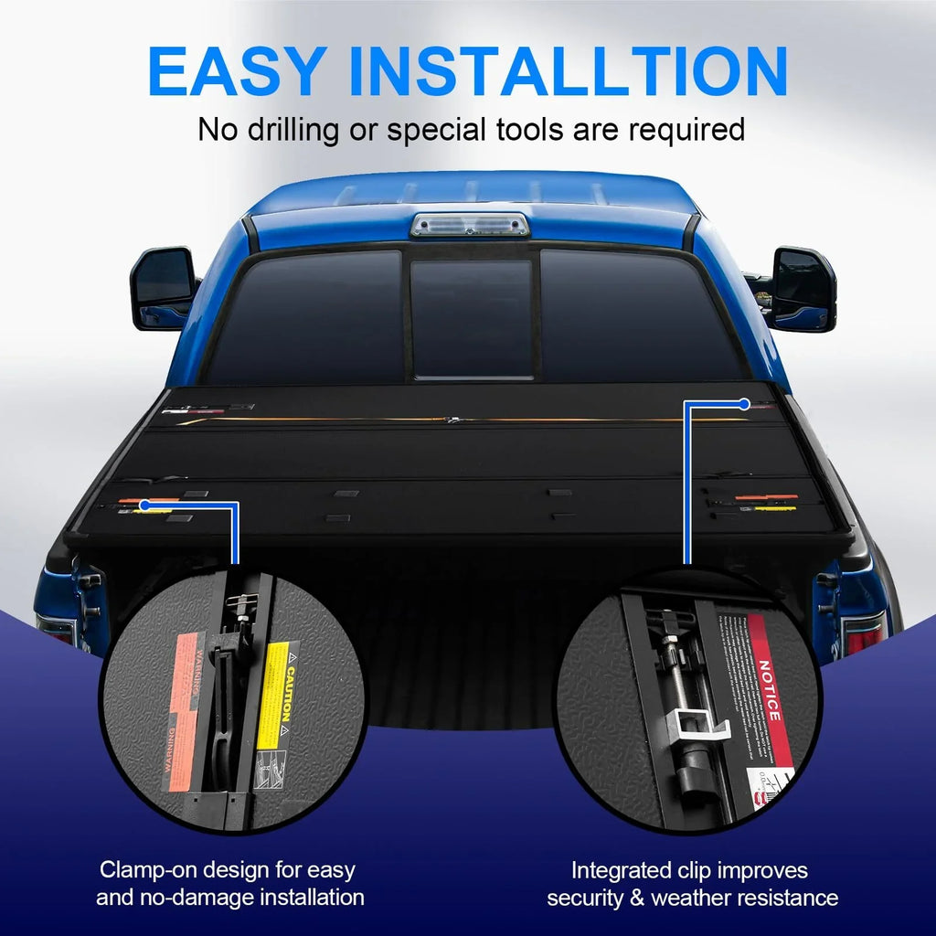 5.7Ft Hard Tri-Fold Pickup Truck Bed Tonneau shield matching with 2009-2023 Fleetside Dodge Ram 1500
