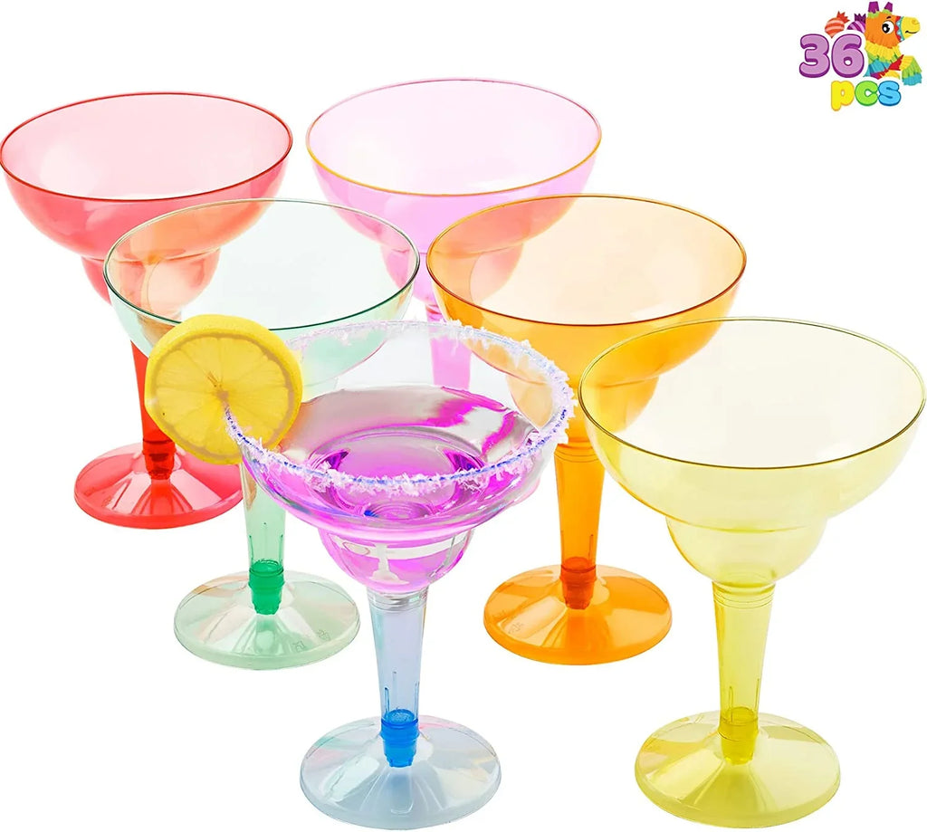 JOYIN 48 Pcs Margarita Glasses Cinco De Mayo Decorations,12 oz Plastic Margarita Glasses Cinco De Mayo Fiesta Party Decoration for Fun,Plastic Party Cups Mexican Theme Taco Party Supplies