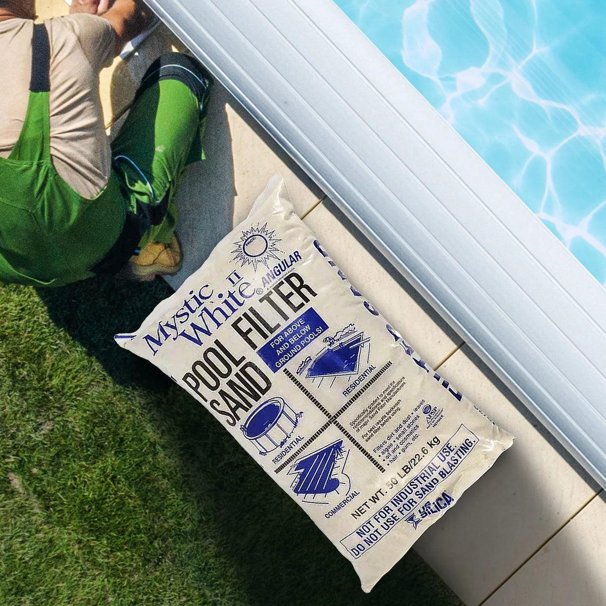 Silica 50lbs Mystic White II Swimming Pool Filter Sand, White (2 Pack). U.S