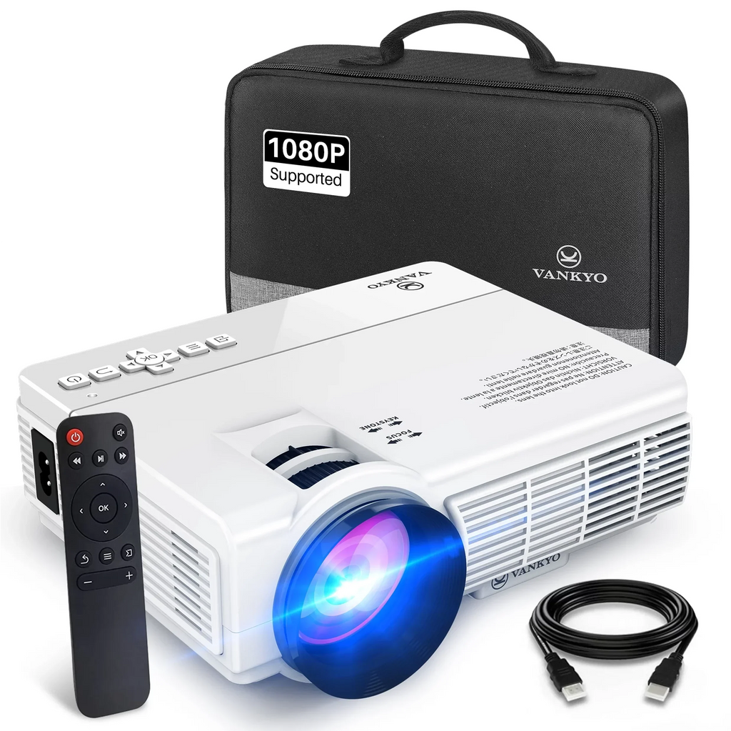 VANKYO Leisure 3 1080P Supported Mini Projector with 65000 Hours Lamp Life, LED Portable Projector Support 200'' Display, appropriate with TV Stick, PS4, HDMI, VGA, TF, AV and USB (White)