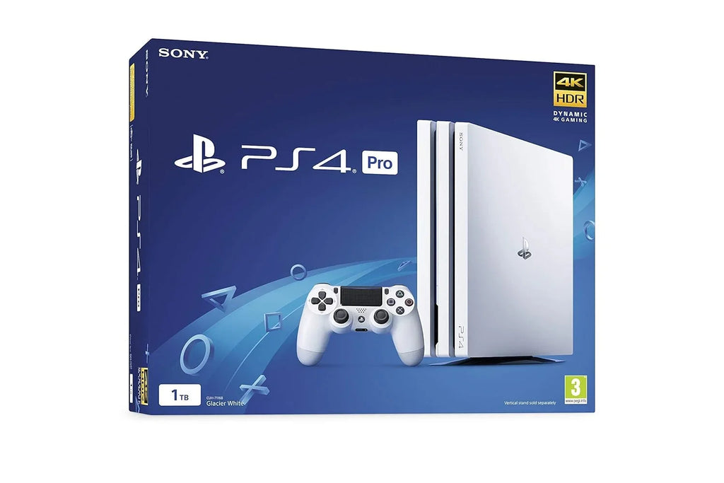 Pre-Owned  PlayStation 4 Pro 1TB Gaming Console Glacier White Headset With BOLT AXTION Cleaning Kit Bundle (Refurbished: Like New)