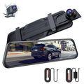 LAMTTO 4K Mirror Dash Cam for Car, 10" Full Touch Screen Voice Control Dash Camera, 1080P Waterproof Reverse Backup Camera, Parking Assist, Loop Recording, G-Sensor