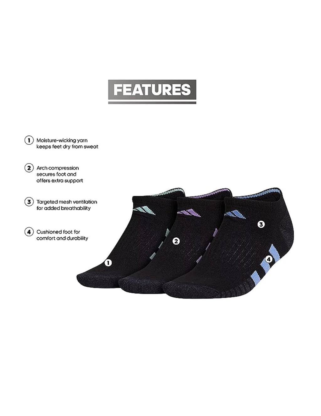 Women's Cushioned No Show Socks (3-Pair)